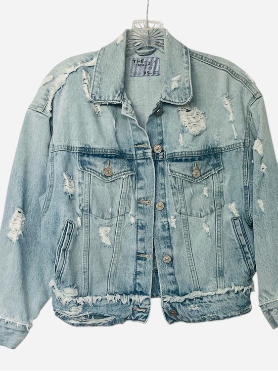 Zara Jackets & Blazers - Zara TRF Light Wash Blue Distressed Denim Jacket XS fit Small